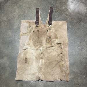 Vintage Y2k Carhartt Tan Faded Workwear Overalls 38x31